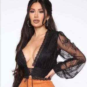 Fashion Nova Lace Top After Hours Only Size Large